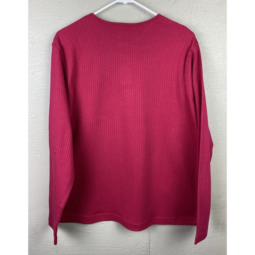 NEW Great Lakes Recreation Women’s Magenta Red Long Sleeve 1/2 Button Top Size L - Picture 2 of 7